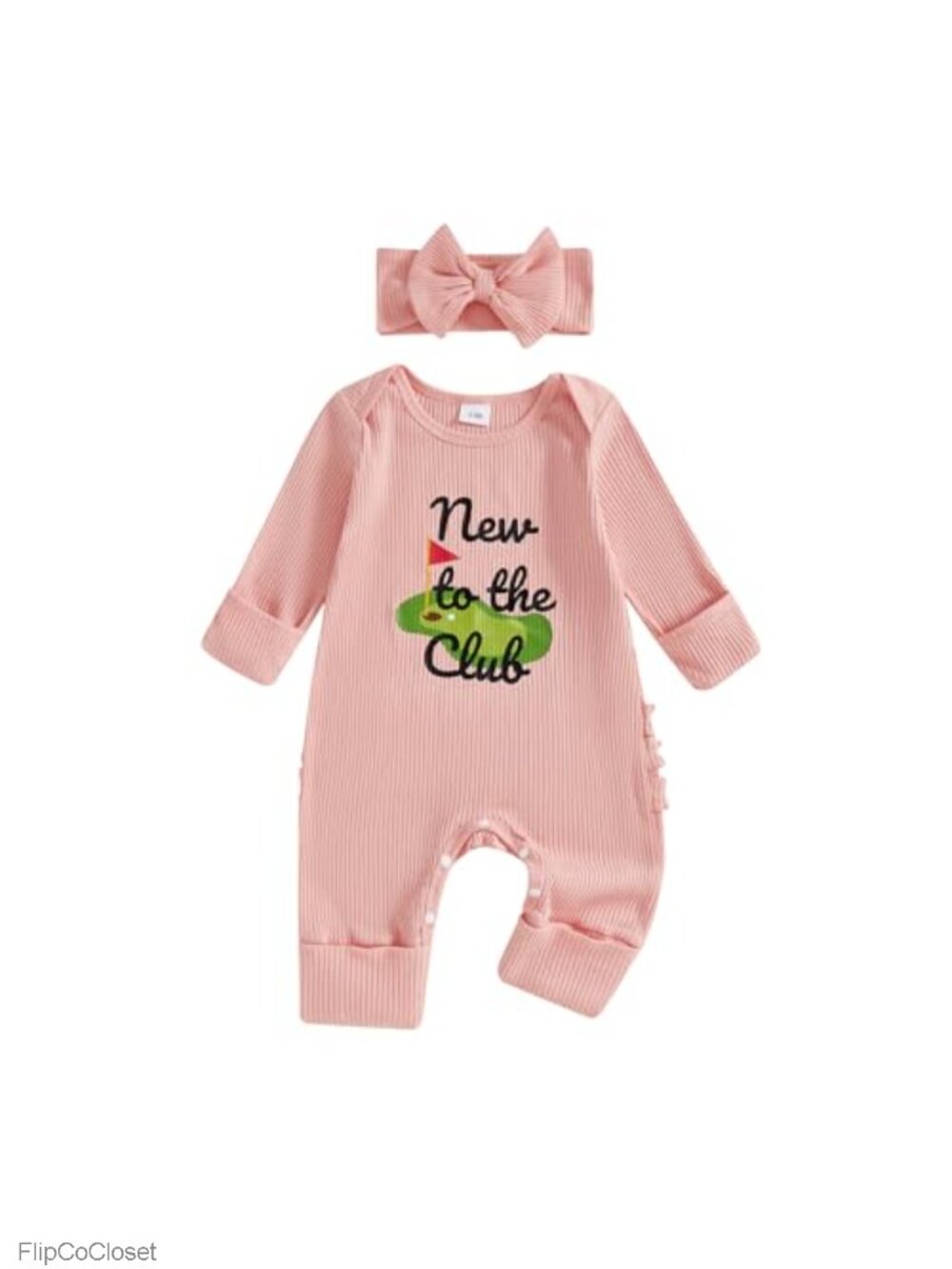 Baby Girl Newborn Romper Long Sleeve Cotton Football Golf Outfit with Headband